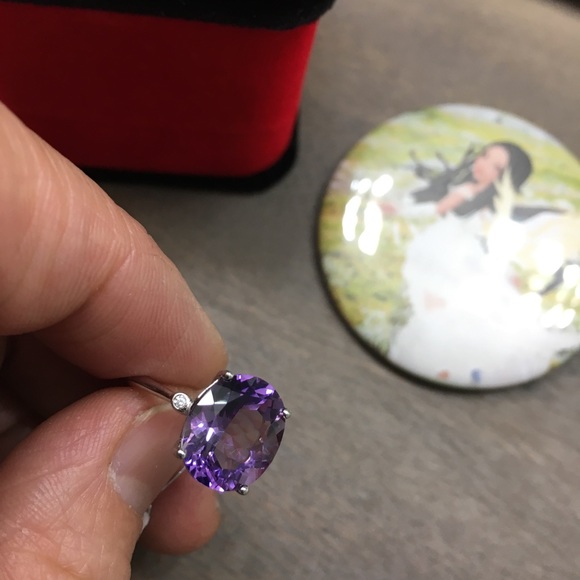 NEW Certified 5CT Amethyst S925 Silver Ring - Picture 5 of 17